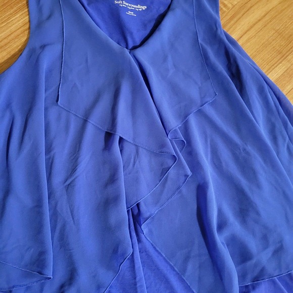 Soft Surroundings Shirt Top Womens Small Royal Blue Sleeveless Flowy Career - Picture 4 of 10
